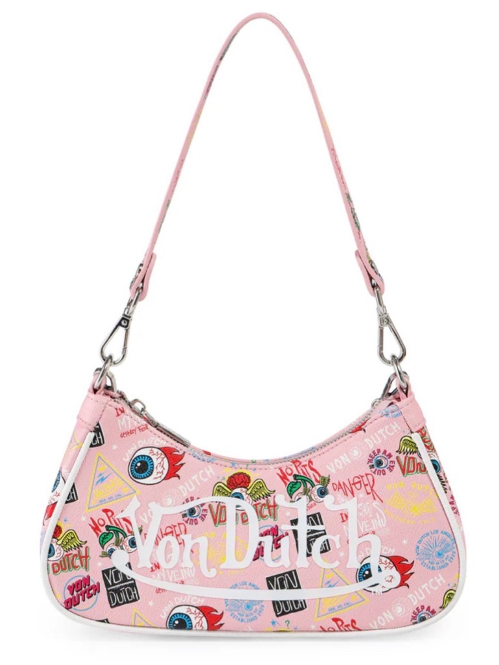 🆕 NWT Von Dutch Pink Jax Graphic Logo Shoulder Bag